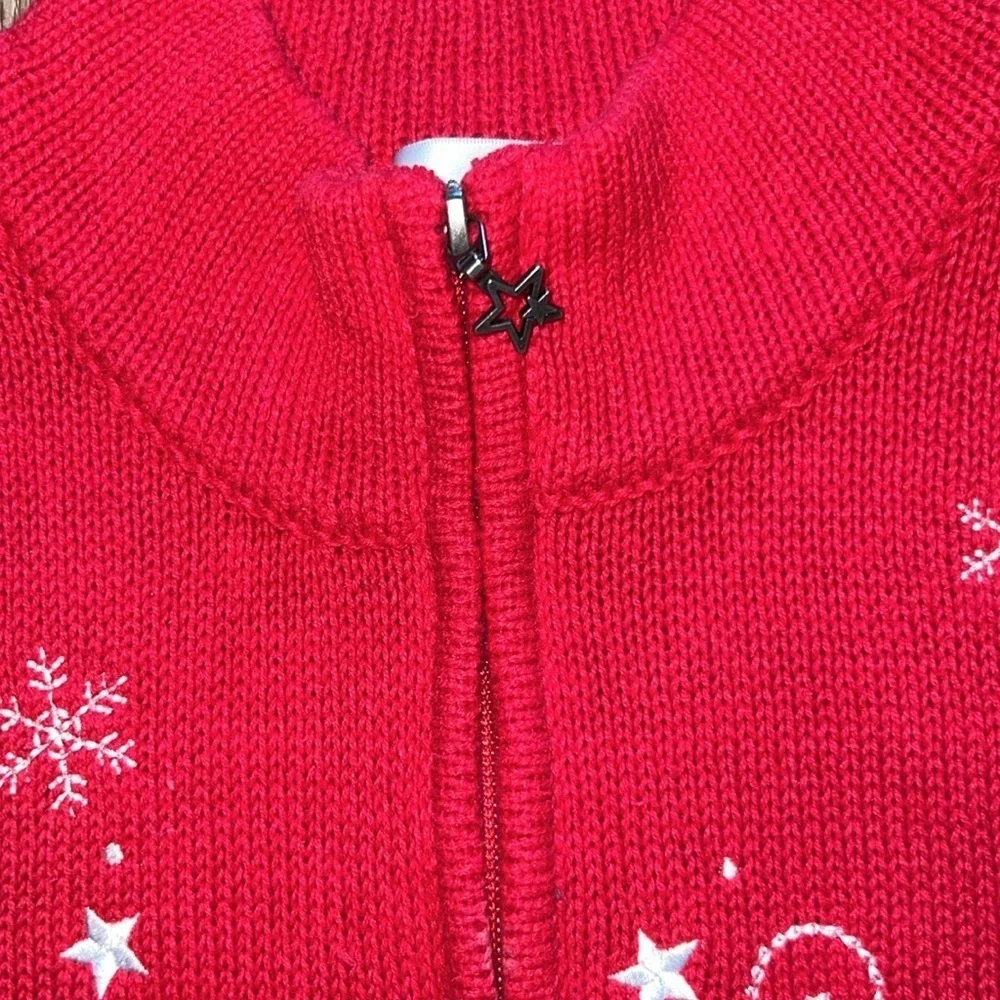 Holiday Christopher & Banks Red Zip Up Snowman / Winter Vest Size Large - Picture 4 of 8